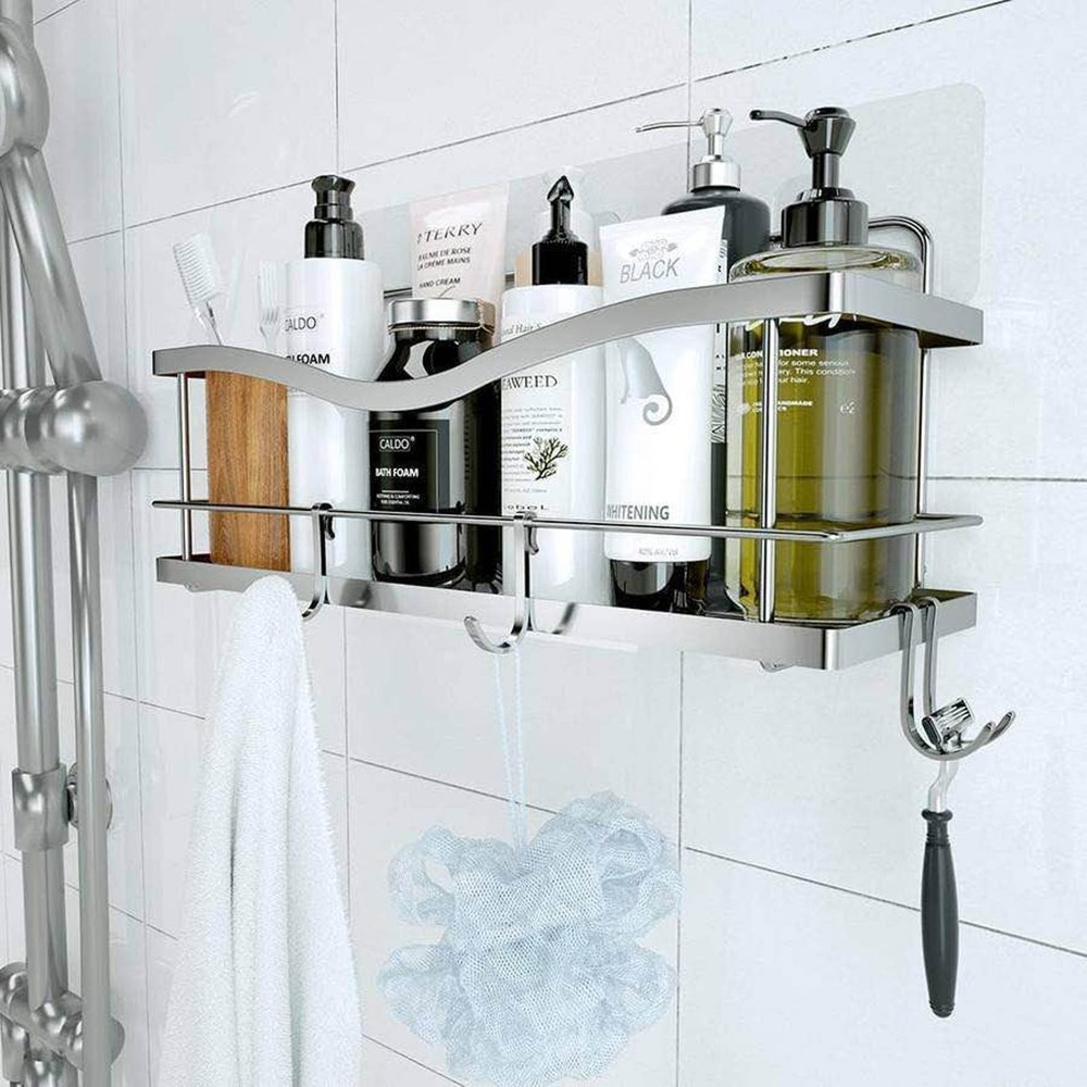 KINCMAX Shower Caddy Basket Shelf with Hooks for Hanging